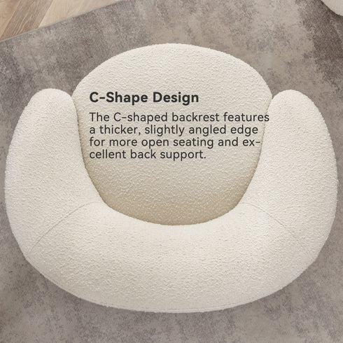 Everitte Bouclé Swivel Barrel Chair - Swivel Spinning Chair | Chairs That Spin | Kinwell Furniture | Comfortable Swivel Chairs